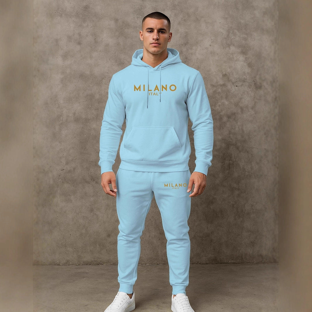 Herren Hoodie und Jogginghose Set mit stylischem Milano Print Echoarchiv