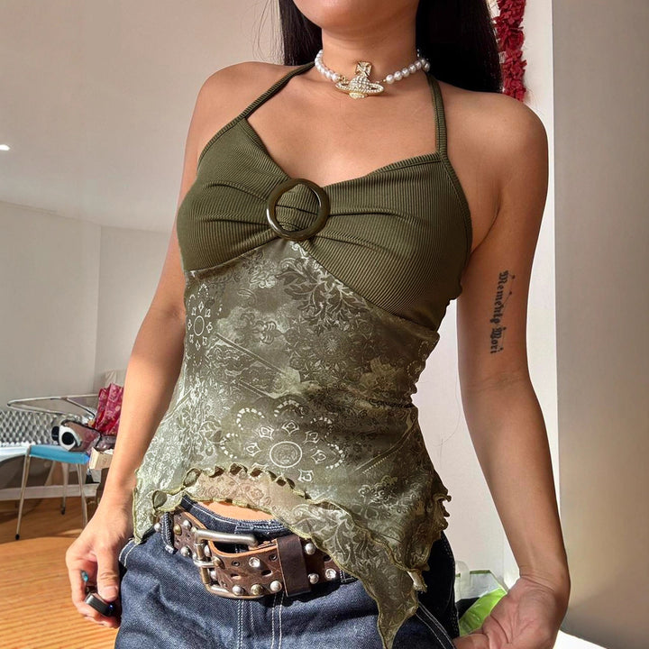Damen sexy Spitzenoberteil mit floralem Design und verstellbaren Trägern Echo Archiv
