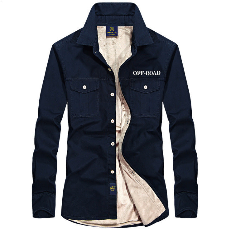 Herren gefüttertes Utility-Hemd mit Brustpattentaschen und Off-Road-Print Echoarchiv