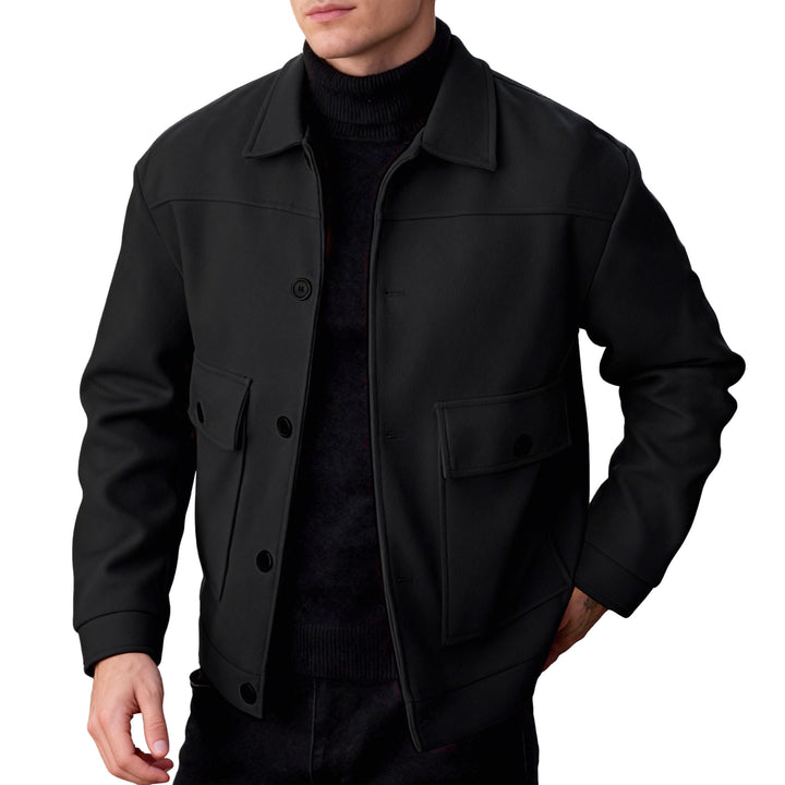Herren nan kurze Woll-Feldjacke mit Hemdkragen aufgesetzten Pattentaschen und klarer Silhouette Echo Archiv