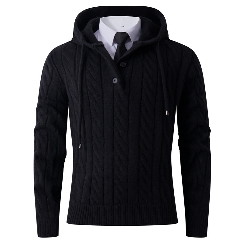 Herren Strickjacke mit Kapuze und modernem Zopfmuster Echoarchiv