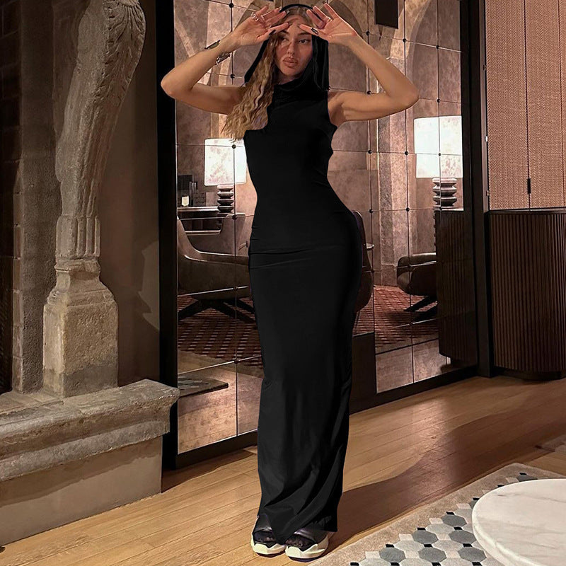 Damen Elegantes Maxikleid mit Kapuze und figurbetonter Silhouette Echo Archiv