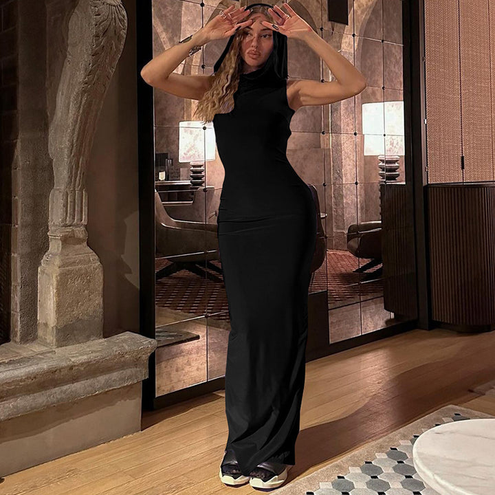 Damen Elegantes Maxikleid mit Kapuze und figurbetonter Silhouette Echo Archiv