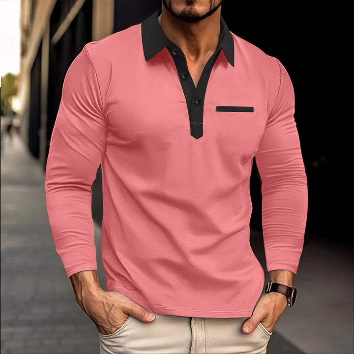 Herren Langarm Poloshirt mit modernem Kragen Echoarchiv