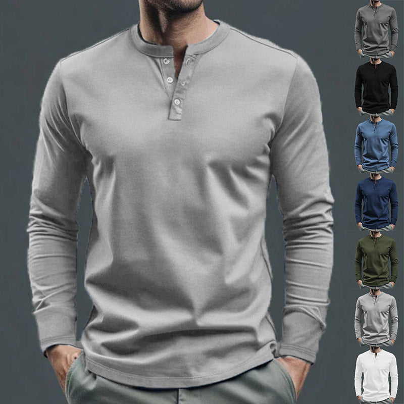 Herren nan schlank geschnittenes Langarmshirt mit verdeckter Knopfleiste aus Baumwollstretch und elastischen Bündchen Echo Archiv