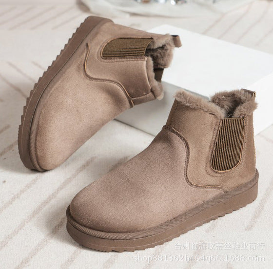 Damen Gefütterte Chelsea-Stiefelette aus Wildlederoptik mit elastischem Einsatz und Profilsohle – Varelle