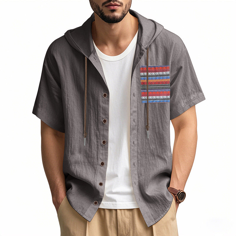 Herren leichtes Kapuzenshirt mit buntem Muster und strukturierter Oberfläche Echoarchiv