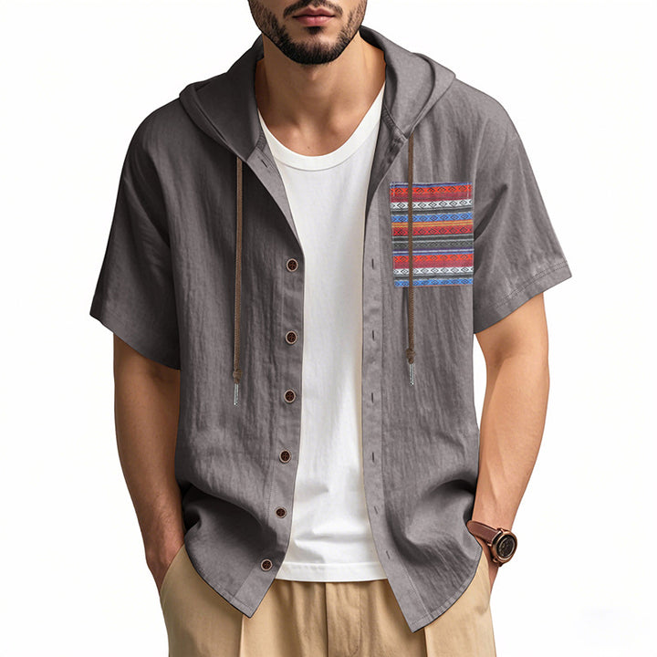 Herren leichtes Kapuzenshirt mit buntem Muster und strukturierter Oberfläche Echoarchiv