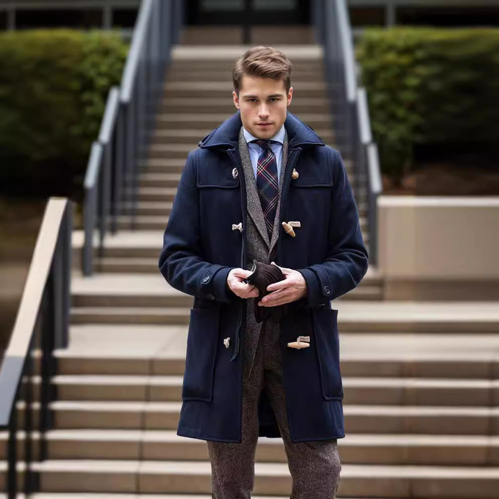 Herren Stilvoller Dufflecoat mit Knopfdetails Echoarchiv
