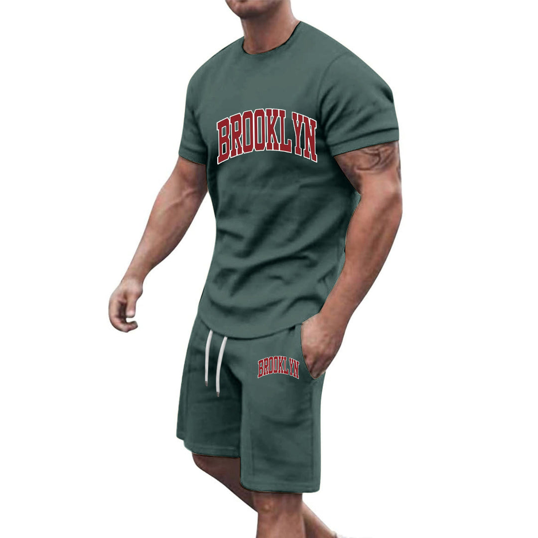 Herren Sportliche Baumwoll-Kurzarm-Pullover und Shorts Set Echoarchiv