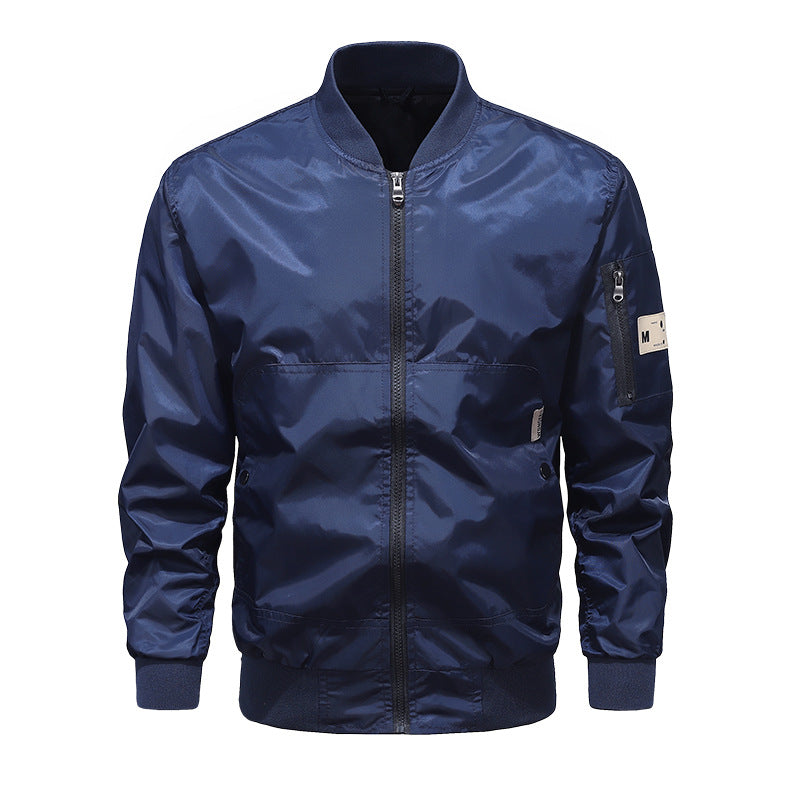 Herren Leichte Nylon-Bomberjacke mit Ärmeltasche, Stehkragen und Rippbündchen Echo Archiv