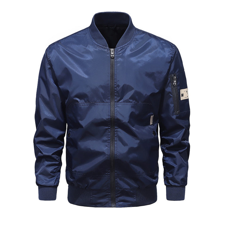 Herren Leichte Nylon-Bomberjacke mit Ärmeltasche, Stehkragen und Rippbündchen Echo Archiv