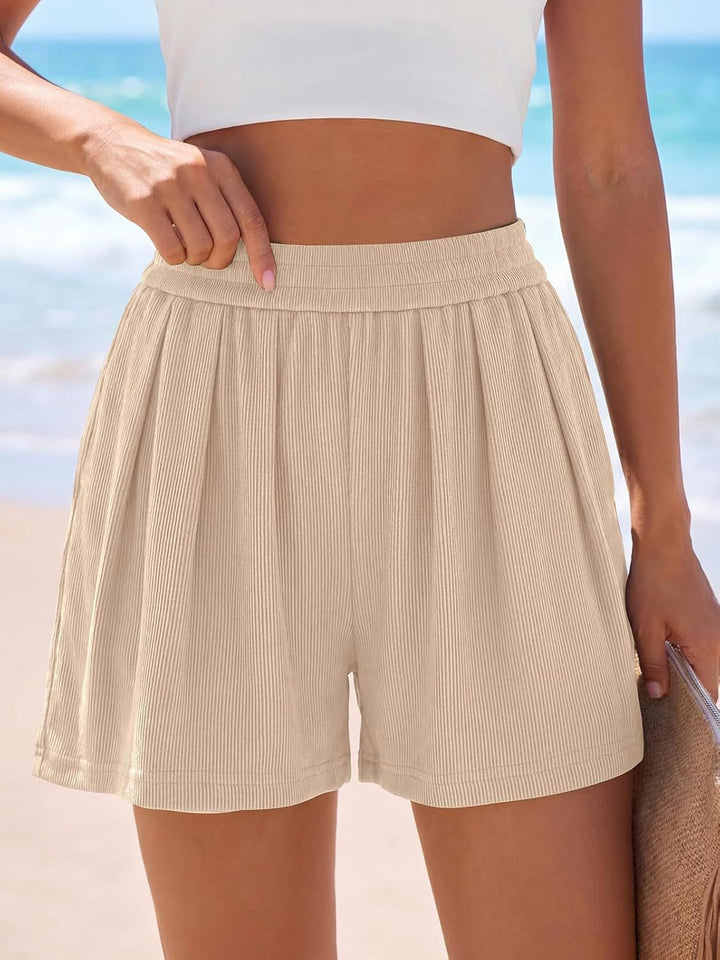 Damen Legere Freizeitshorts mit elastischem Bund und Falten Echo Archiv