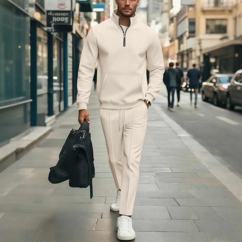 Herren Hochwertiger Stehkragen Pullover mit Zipper Echoarchiv
