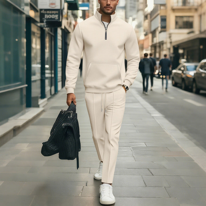 Herren Hochwertiger Stehkragen Pullover mit Zipper Echoarchiv