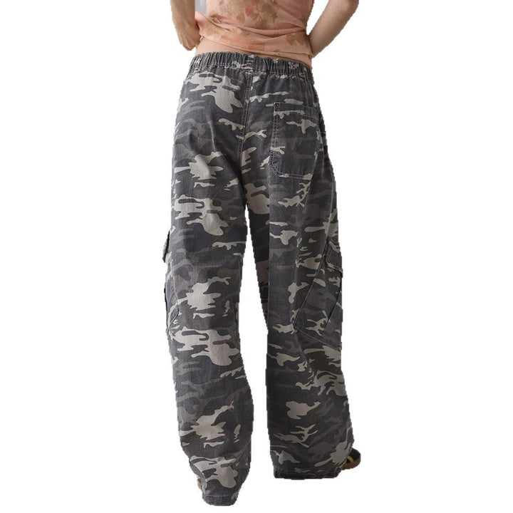 Damen nan weite Cargohose mit elastischem Bund und aufgesetzten Klappentaschen Echoarchiv