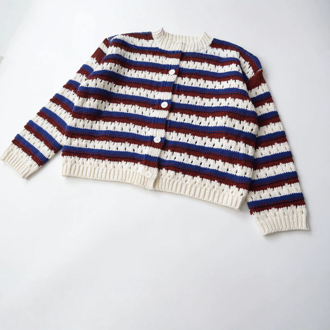 Damen Locker gestrickte Ajour-Cardigan mit Knopfleiste Echo Archiv