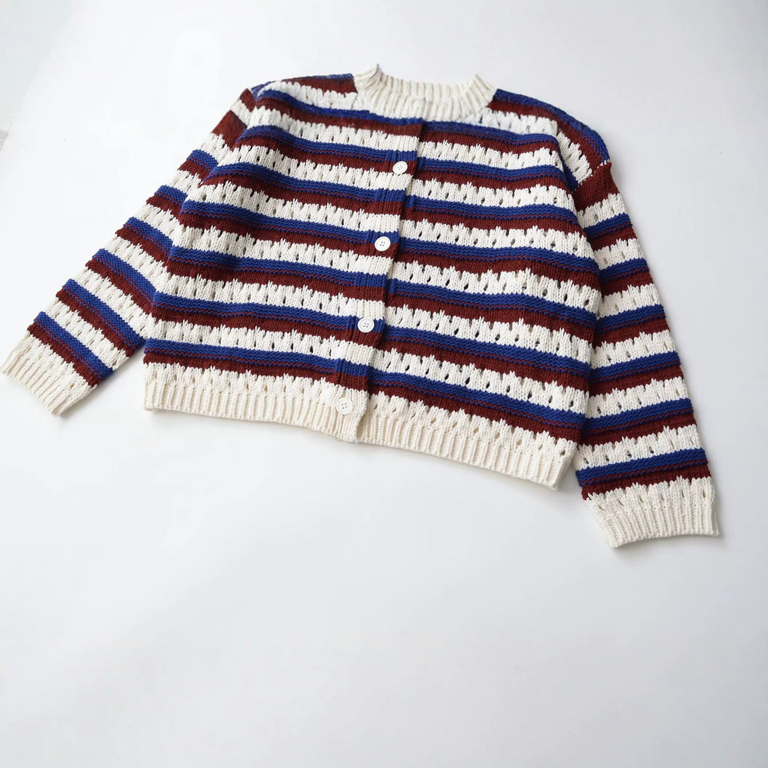 Damen Locker gestrickte Ajour-Cardigan mit Knopfleiste Echo Archiv