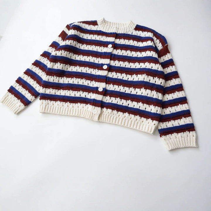 Damen Locker gestrickte Ajour-Cardigan mit Knopfleiste Echo Archiv