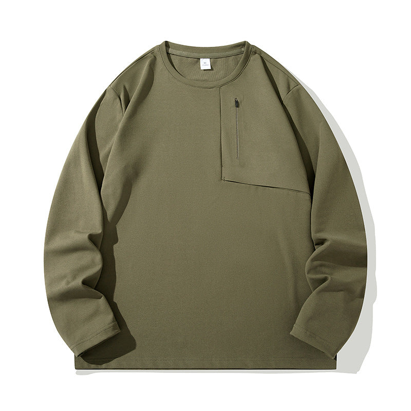 Unisex Oversize Langarm‑Sweatshirt mit Brustreißverschlusstasche und Rundhalsausschnitt Echoarchiv
