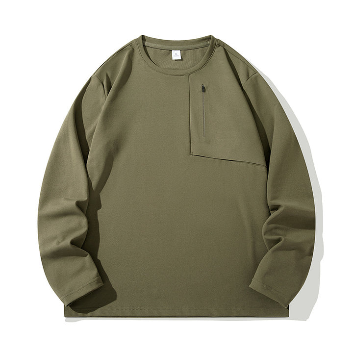 Unisex Oversize Langarm‑Sweatshirt mit Brustreißverschlusstasche und Rundhalsausschnitt Echoarchiv
