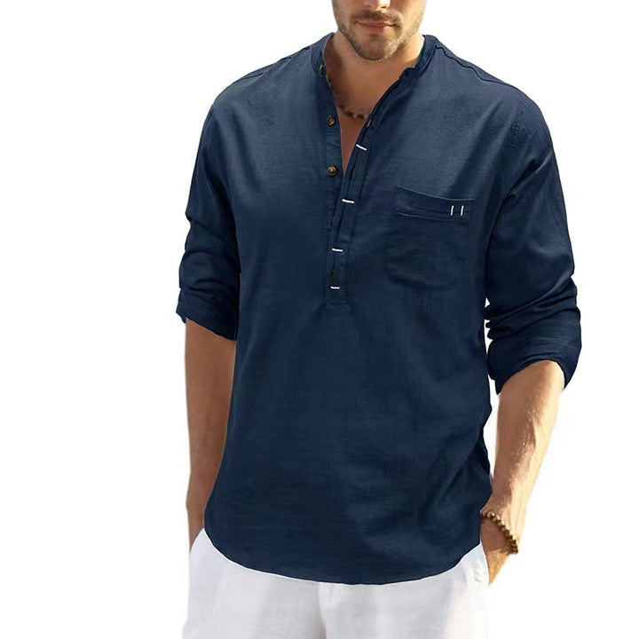 Herren Leichtes Langarmshirt mit Knopfleiste Echoarchiv