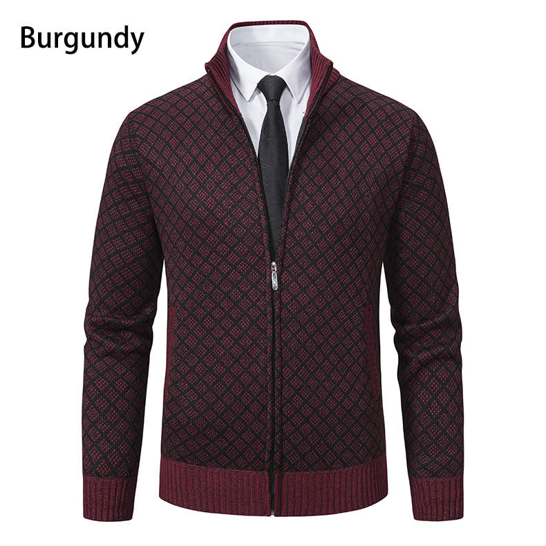 Herren nan gemusterte Strickjacke mit Stehkragen und durchgehendem Reißverschluss Echo Archiv