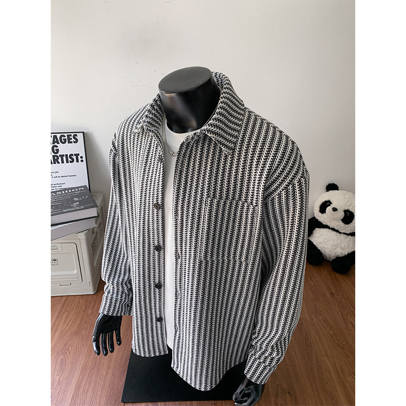 Herren Texturierte Overshirt‑Hemdjacke aus Strick mit Kentkragen Echo Archiv