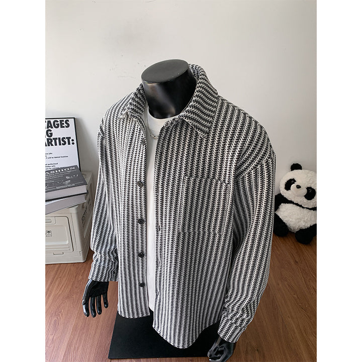 Herren Texturierte Overshirt‑Hemdjacke aus Strick mit Kentkragen Echo Archiv