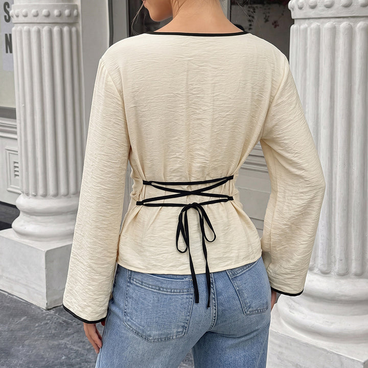 Damen Elegantes Langarmshirt mit Rüschenärmel Echo Archiv