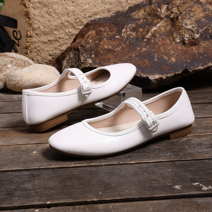 Damen Klassische Mary‑Jane Ballerinas mit verstellbarem Riemen und niedrigem Blockabsatz – Lioré