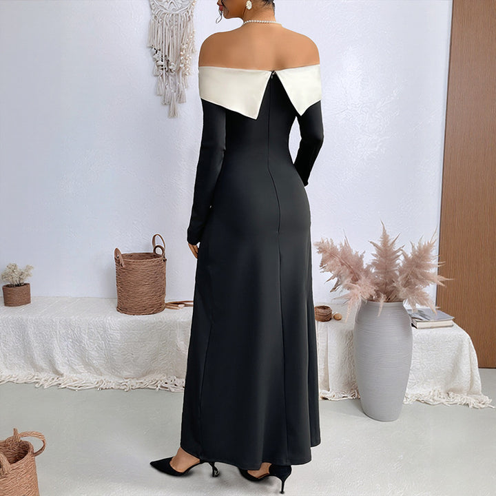 Damen Elegantes Off-Shoulder Maxikleid mit Rüschen und Hohem Schlitz Echo Archiv