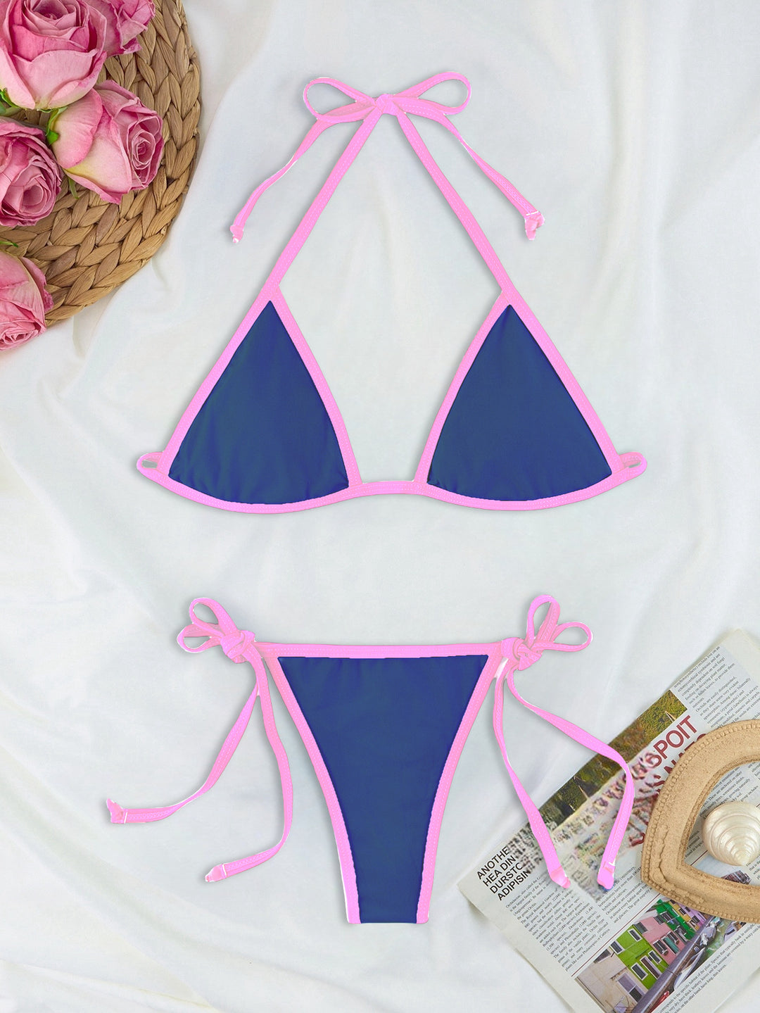 Damen Triangel-Bikini-Set mit individuell anpassbarem Kordelzug Echo Archiv