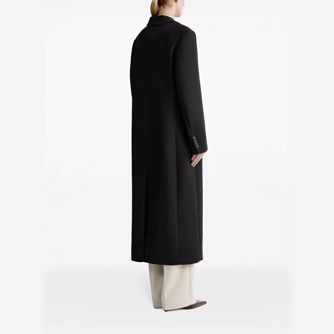 Damen lang geschnittener einreihiger Oversize-Mantel mit schmalem Revers Echoarchiv