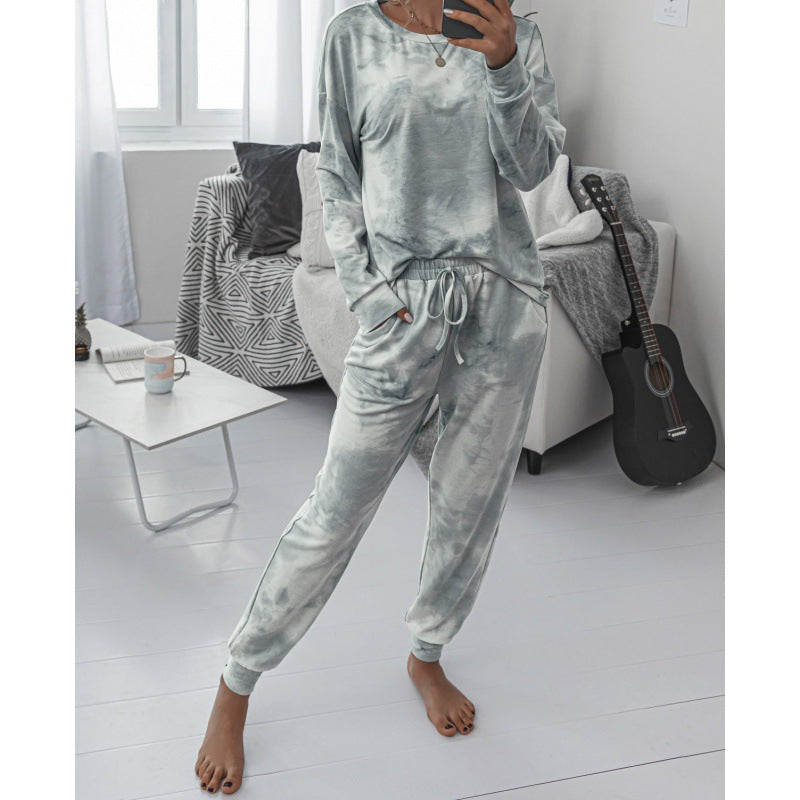 Damen Lässiger Tie-Dye Lounge-Jumpsuit mit Kordelzug und Eingrifftaschen – Solévia