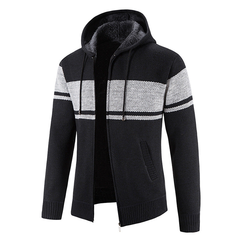 Herren Strickjacke mit Kapuze und strukturiertem Design Echoarchiv