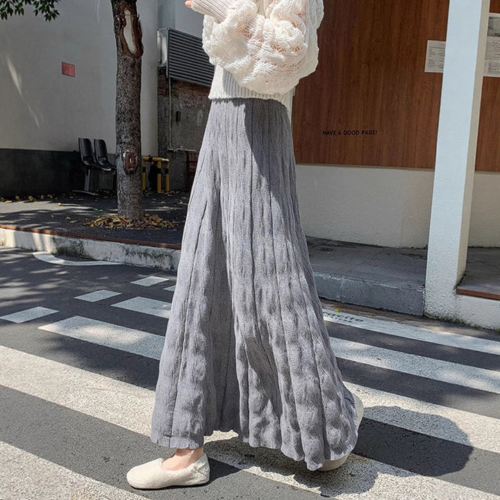Damen Langer, eleganter Strickrock mit feinem Wellenmuster Echo Archiv