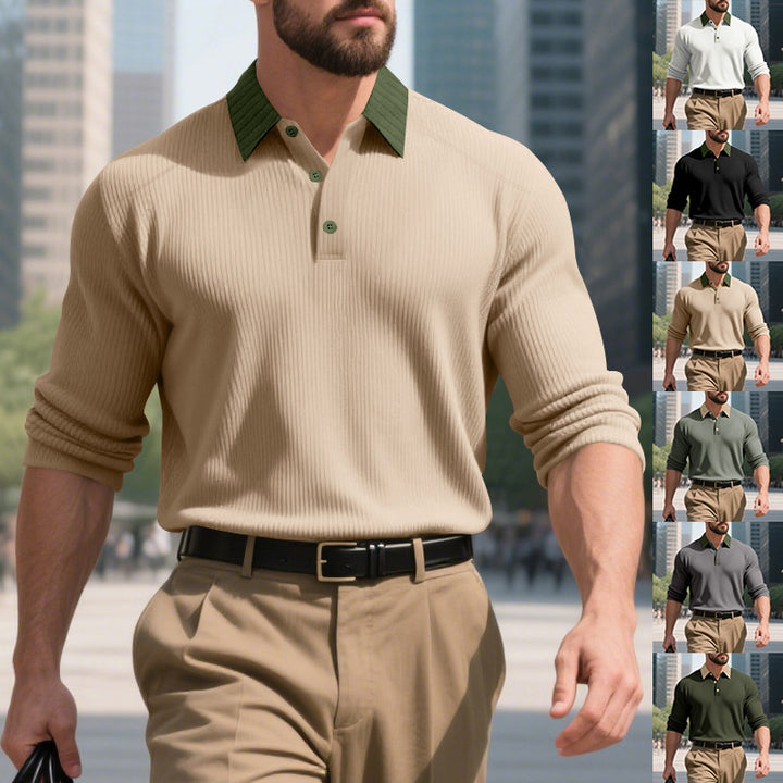 Herren elegantes Pullover mit kontrastierendem Kragen Echoarchiv