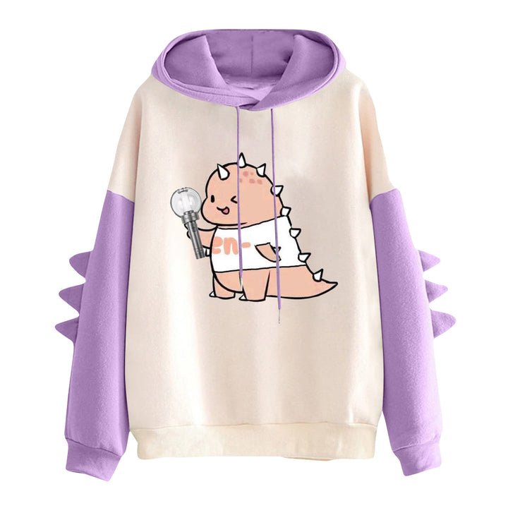 Damen Kapuzenpullover mit niedlichem Frosch-Motiv, Kängurutasche und volumigen Ärmelapplikationen – Auréline