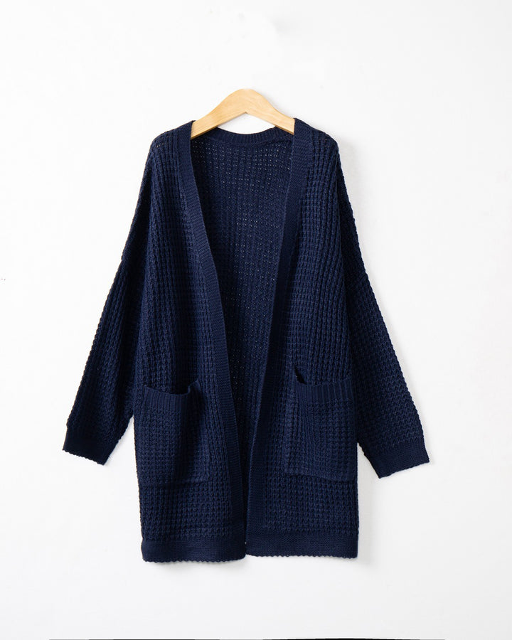 Damen Langer Oversize Strickmantel mit offener Front und aufgesetzten Taschen Echo Archiv