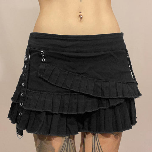 Damen Rüschenrock im lässigen schwarzen Design mit asymmetrischem Schnitt Echo Archiv