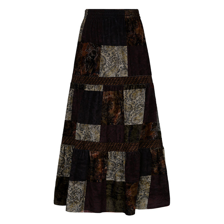 Damen Maxirock mit floralen Patchwork-Mustern und voluminösem Saum Echo Archiv