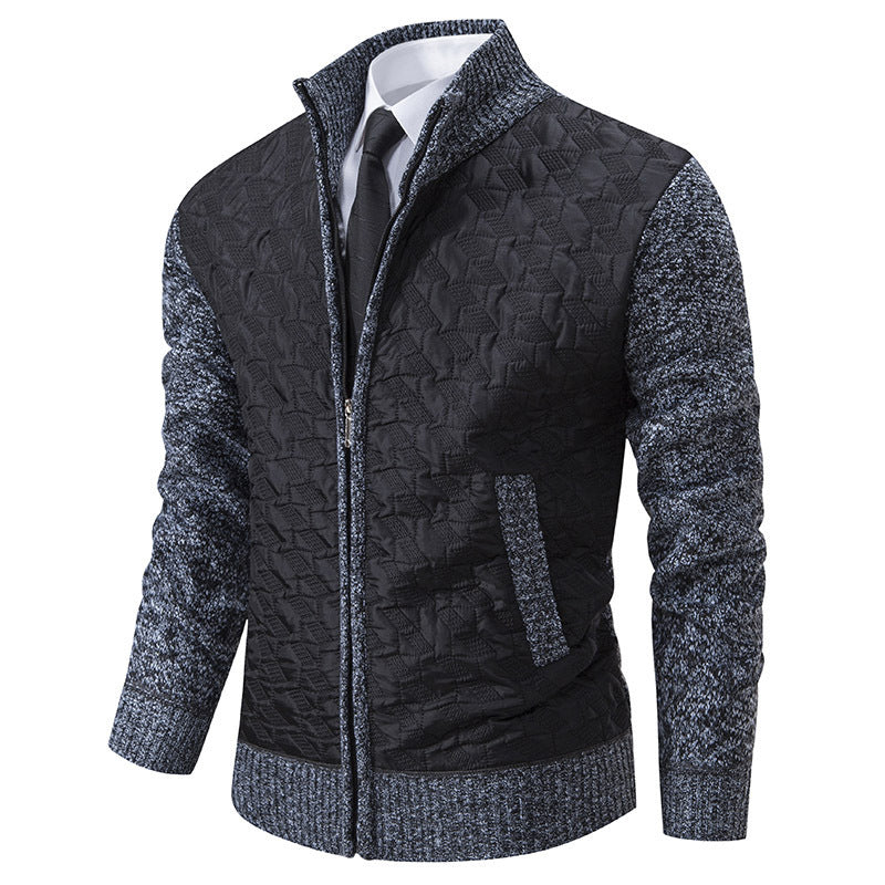 Herren elegante Hybridjacke mit Steppdesign und raffinierten Strickärmeln Echoarchiv
