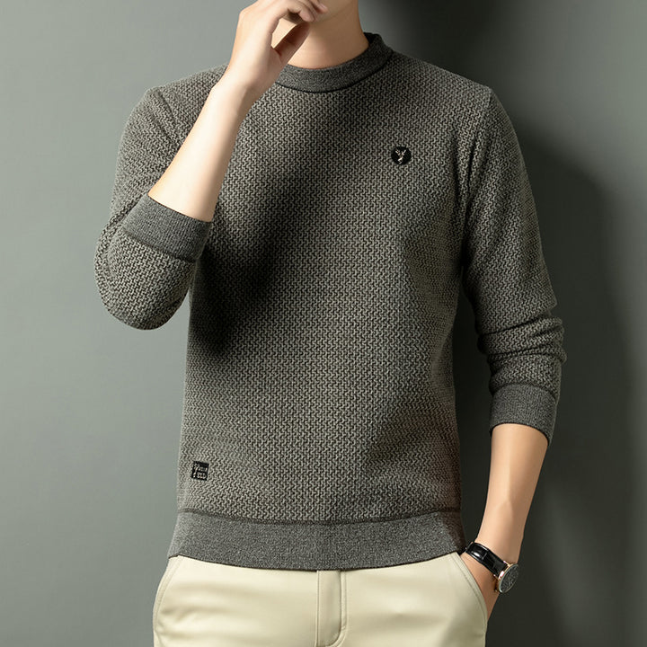Herren Strukturierter Pullover mit Rundhalsausschnitt und hochwertiger Stricktextur Echoarchiv