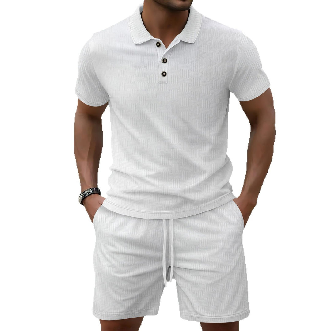 Herren Sportliches Kurzarm-T-Shirt mit strukturiertem Design und elastischer Freizeithose Echoarchiv