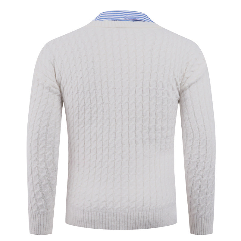 Herren Strickpullover mit Zopfmuster und V-Ausschnitt Echoarchiv