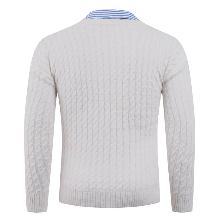Herren Strickpullover mit Zopfmuster und V-Ausschnitt Echoarchiv