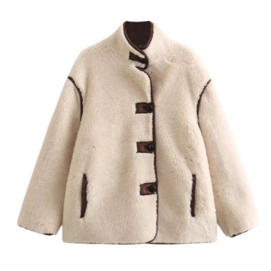 Damen 100+ kuschelige Teddy‑Jacke im Schaffell‑Look mit Stehkragen Echo Archiv