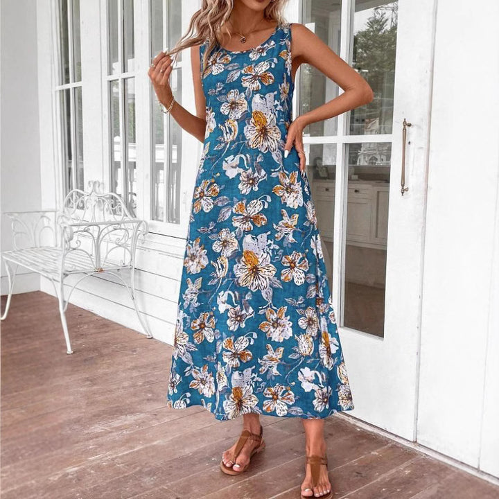 Damen Langes Sommerkleid mit floralem Muster und elegantem Schnitt Echo Archiv
