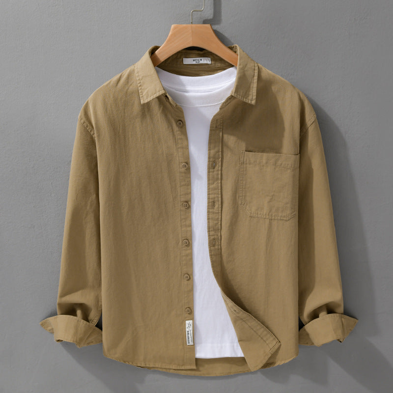 Herren Hemdjacken-Overshirt aus softem Baumwoll-Twill mit Relaxed-Fit und aufgesetzter Brusttasche Echoarchiv